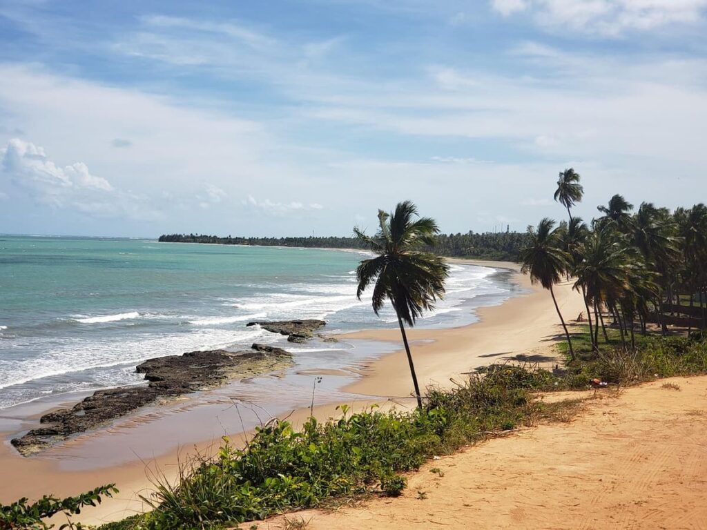 Imagem mostra praia de Japaratinga em Alagoas.